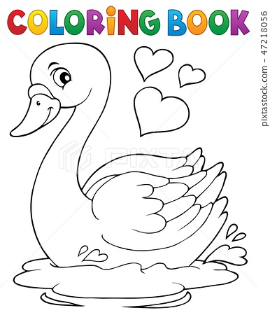 Coloring book valentine swan theme