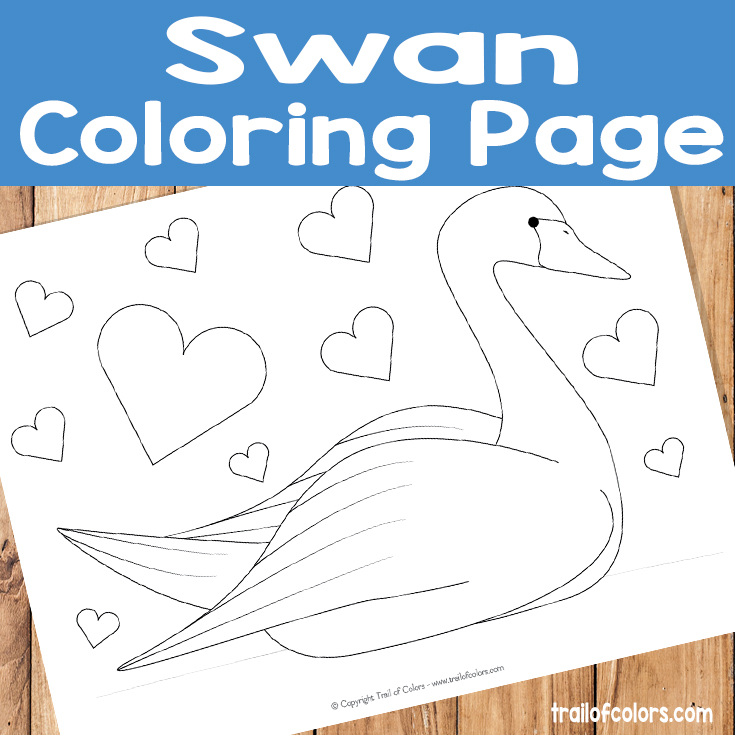 Free printable swan coloring page for kids
