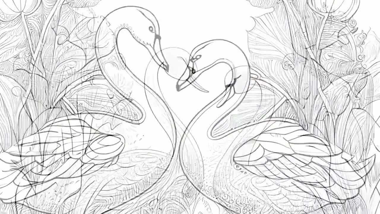 Pack stress relief coloring pages love swans digital print filigree detailed mandala instant download set coloring pages for adults
