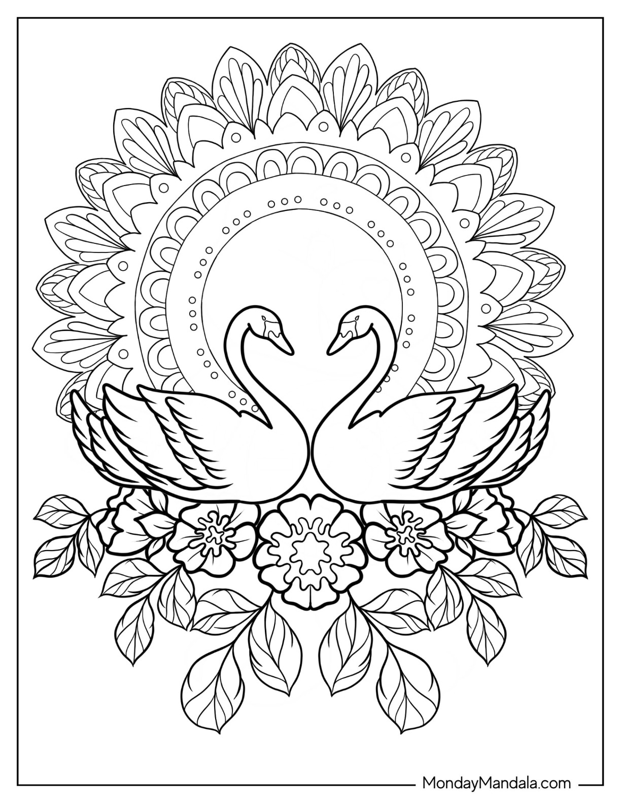 Swan coloring pages free pdf printables