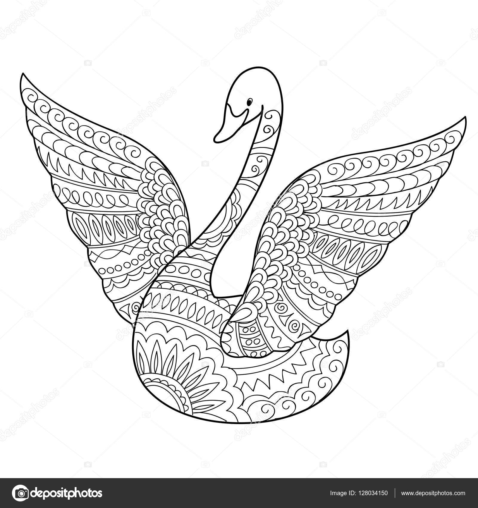 Hand drawn decorated swan in ethnic style stock vector by sliplee