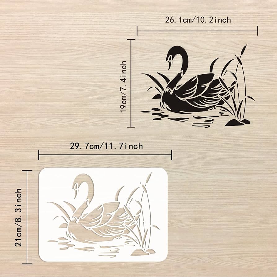 Fingerinspire swan stencil x inch reusable creative diy wild animal stencil template plastic swan reed pattern painting stencil large stencils for diy painting wall furniture crafts decor