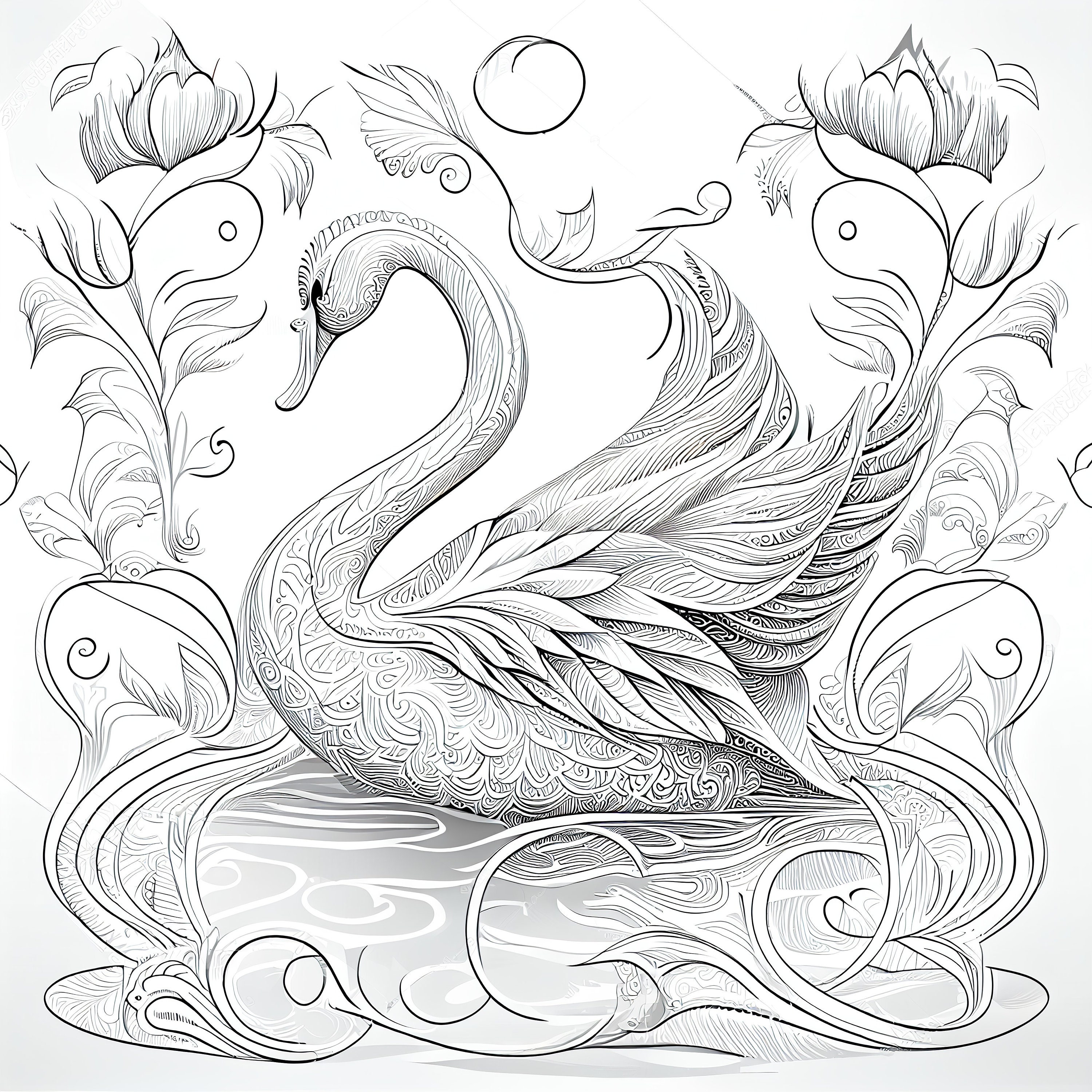 Pack stress relief coloring pages love swans digital print filigree detailed mandala instant download set coloring pages for adults