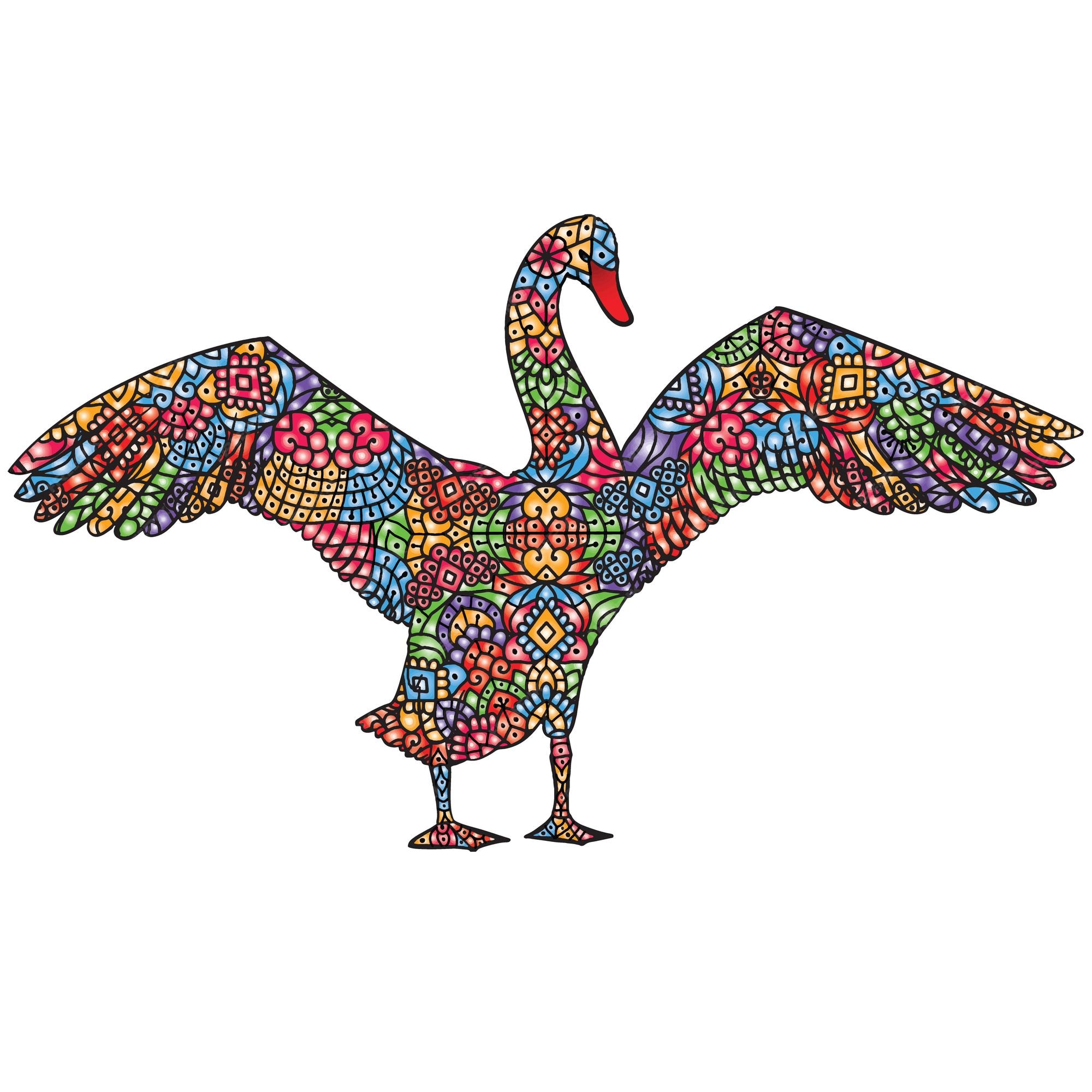 Premium vector hand drawn swan animal mandala coloring book page featuring with swan mandala