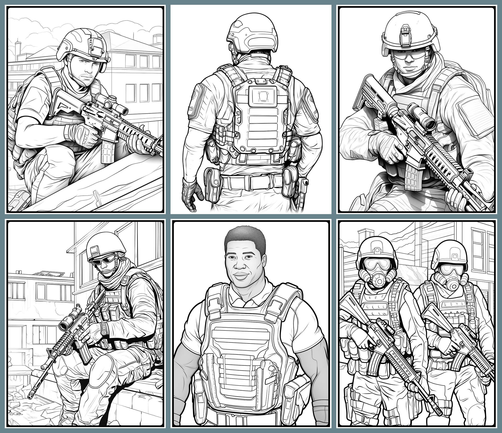 Swat coloring pages adults printable army forces coloring book military coloring pages for adults printable soldier coloring book