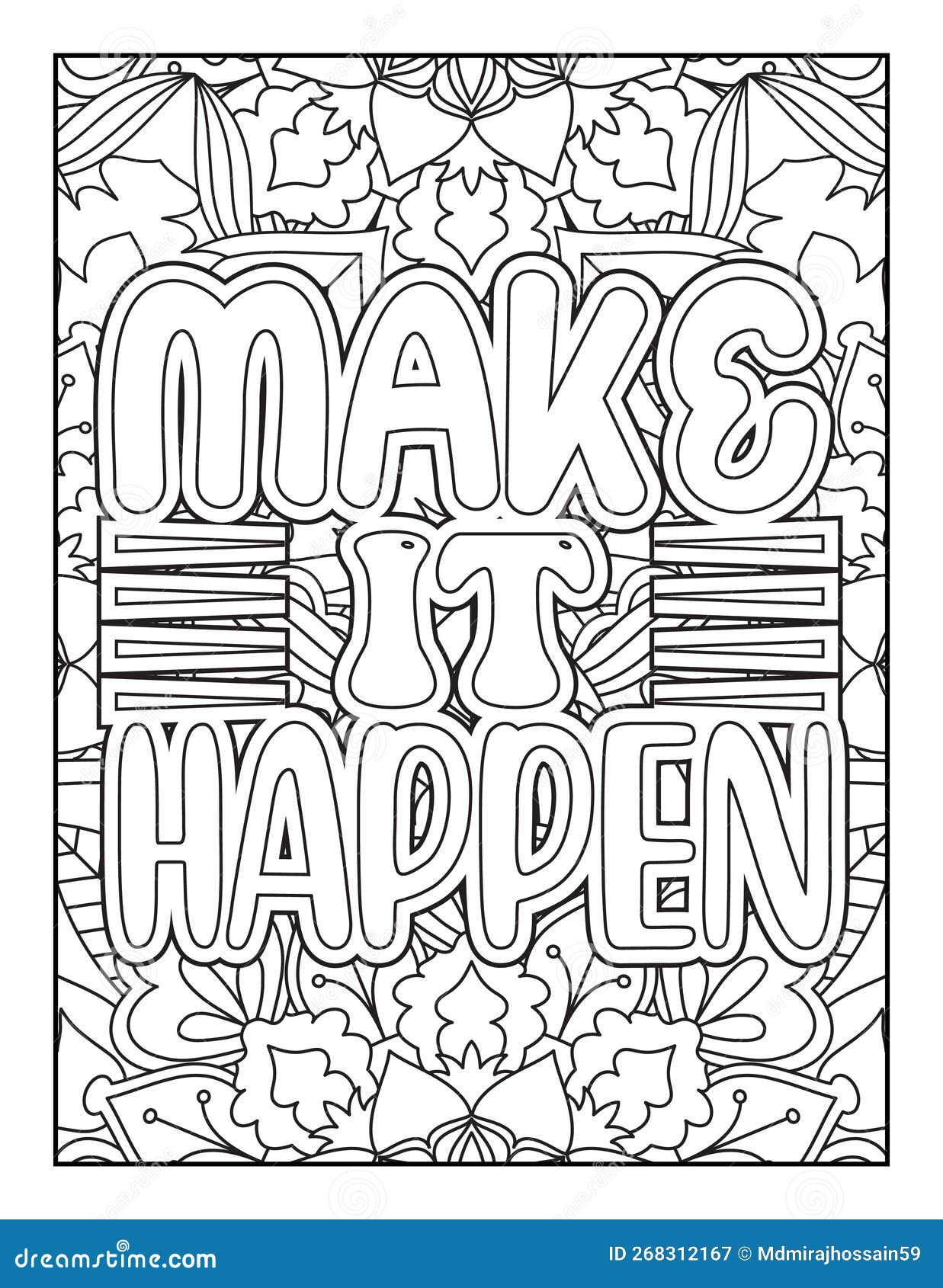 Motivational quotes coloring page inspirational quotes coloring page affirmative quotes coloring page motivational typography stock vector
