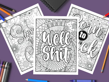 Swear word colouring book cuss swearing adult coloring pages stress relief