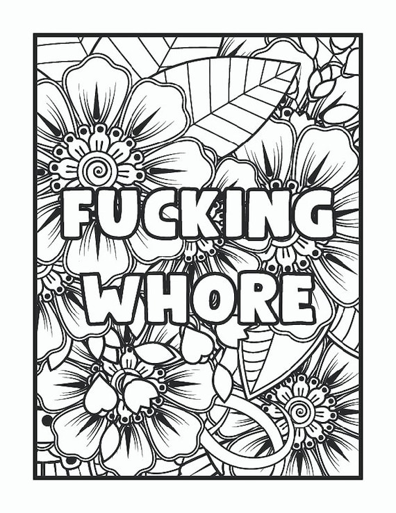 Fucking whore swear word coloring page for adults adult humor printable pdf download