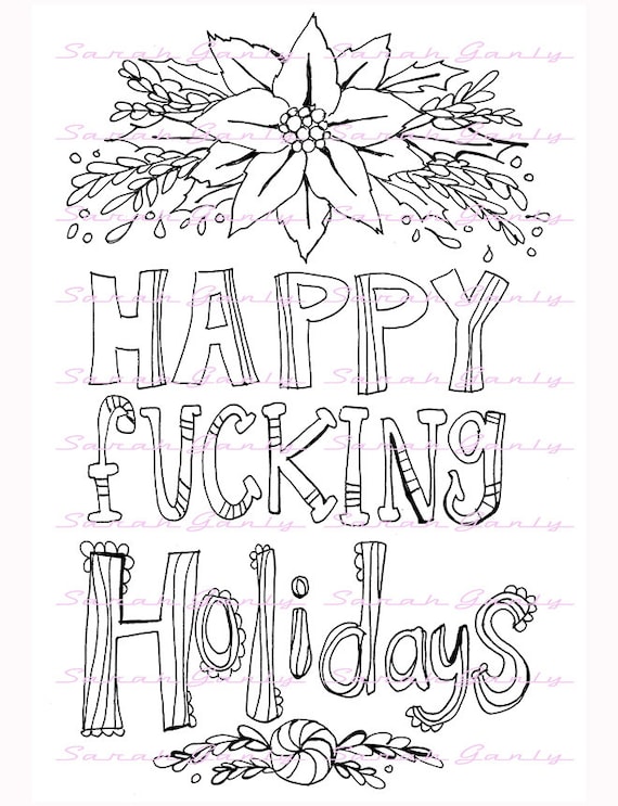 Holiday swear word coloring book pages swear coloring pdf jpeg curse cuss adult printable instant download christmas gag gift funny gift instant download