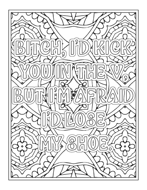 Premium vector swear word quotes coloring pages for coloring book