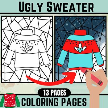 Ugly sweater coloring pages mindfulness winter coloring sheets