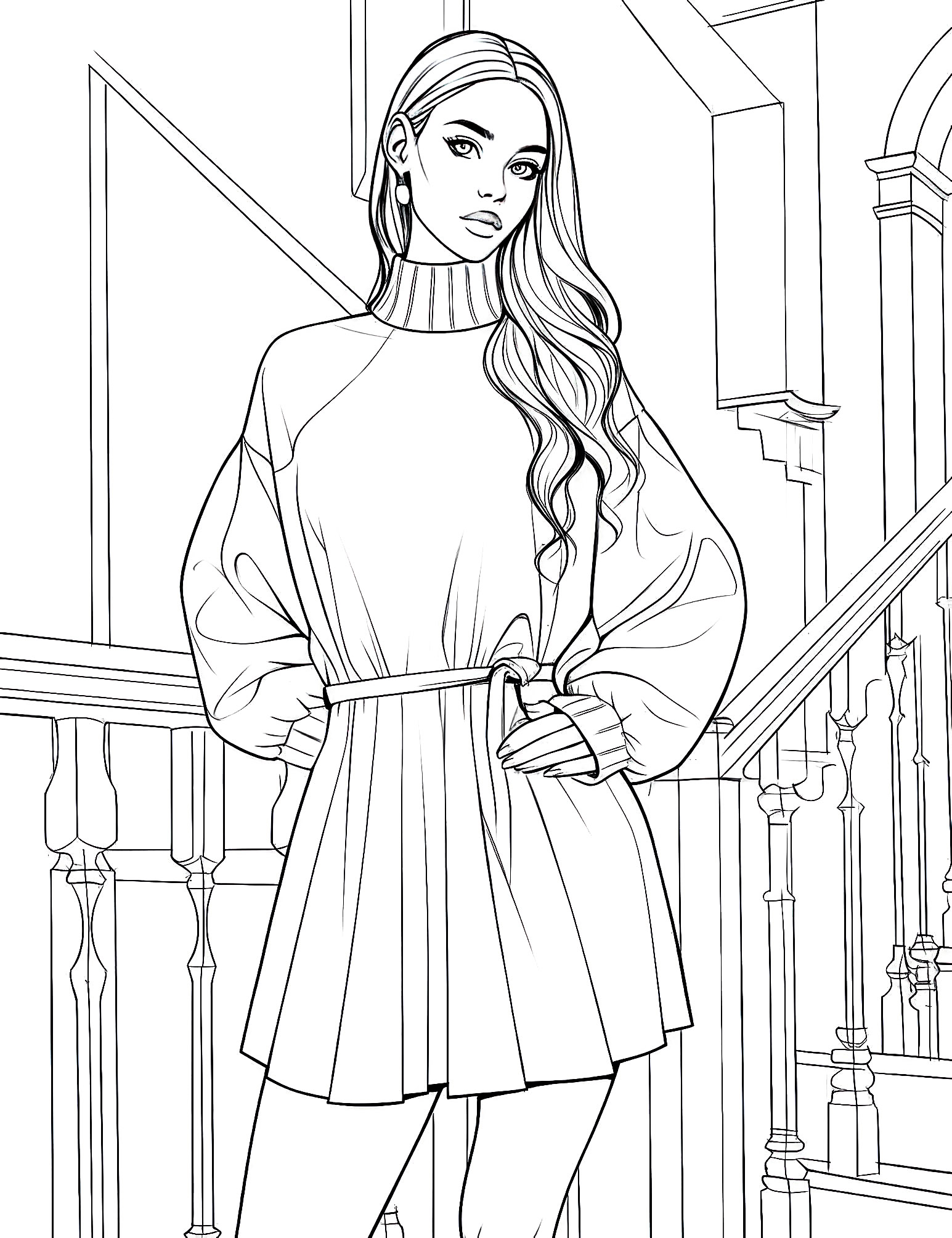 Stunning dress coloring pages for kids and adults