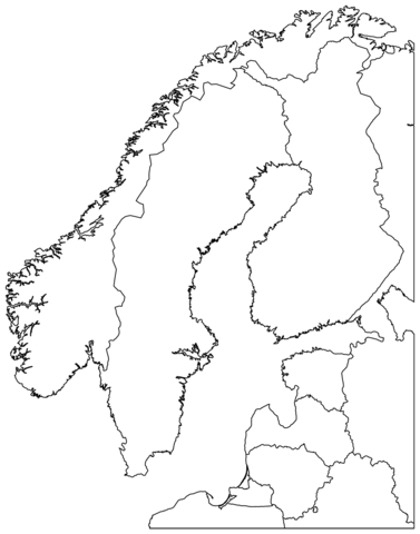 Outline map of scandinavia with countries coloring page free printable coloring pages