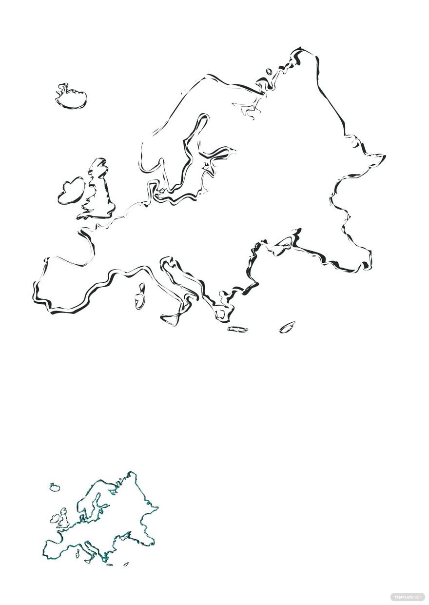 Free europe map outline coloring page