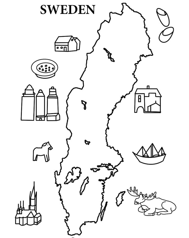 Swedens map fãrbung seite