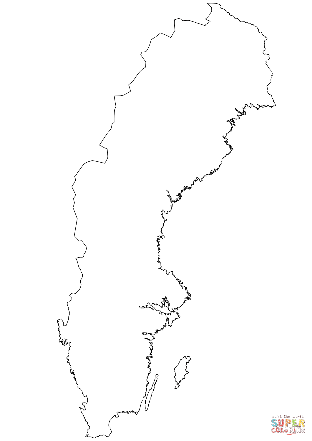 Outline map of sweden coloring page free printable coloring pages