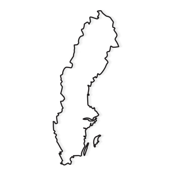 Black outline of sweden map stock illustration
