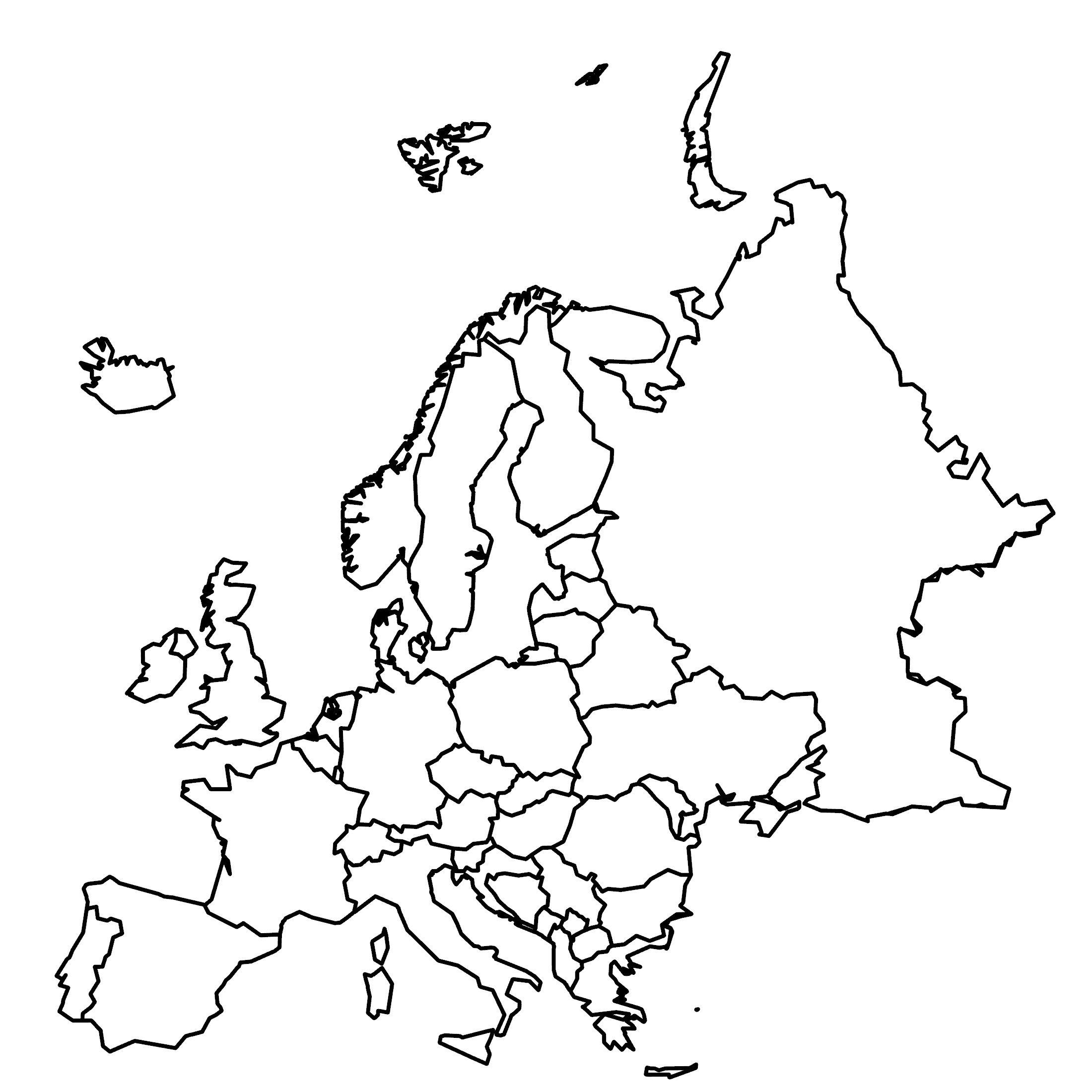 Blank map of europe with country outlines