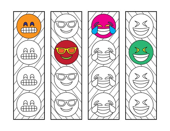 Emoji bookmarks pdf coloring page