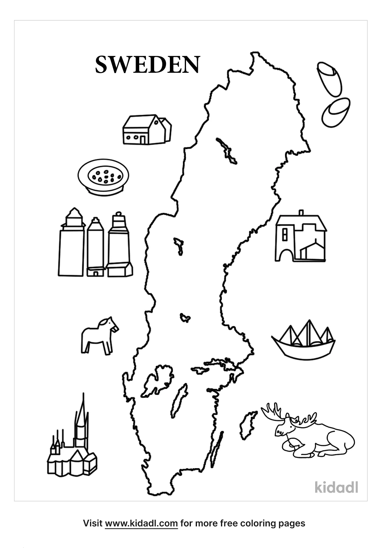 Free map of sweden coloring page coloring page printables