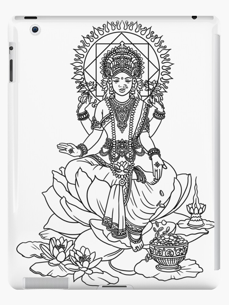 Resultados de traducciãn hindu goddess lakshmi line drawing vector illustration asian spiritual symbol oriental wisdom yoga om aum ipad case skin by mariuki flow