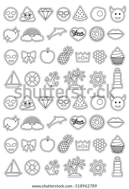 Emoticon stickers coloring page a emoji stockvektor royaltyfri