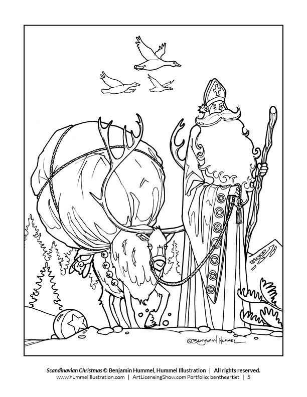 Pages of free holiday coloring