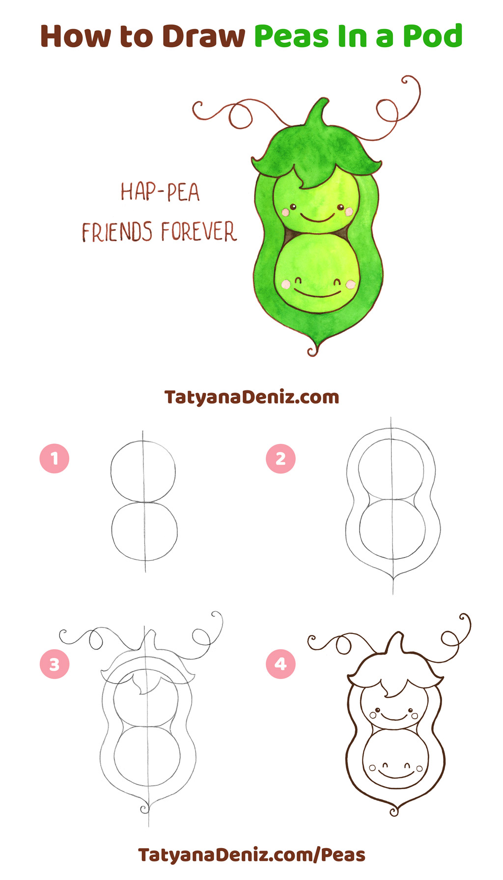 How to draw kawaii sweet peas step