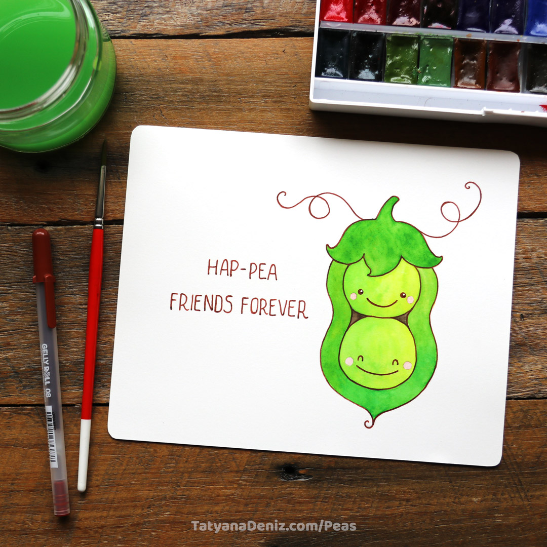 How to draw kawaii sweet peas step