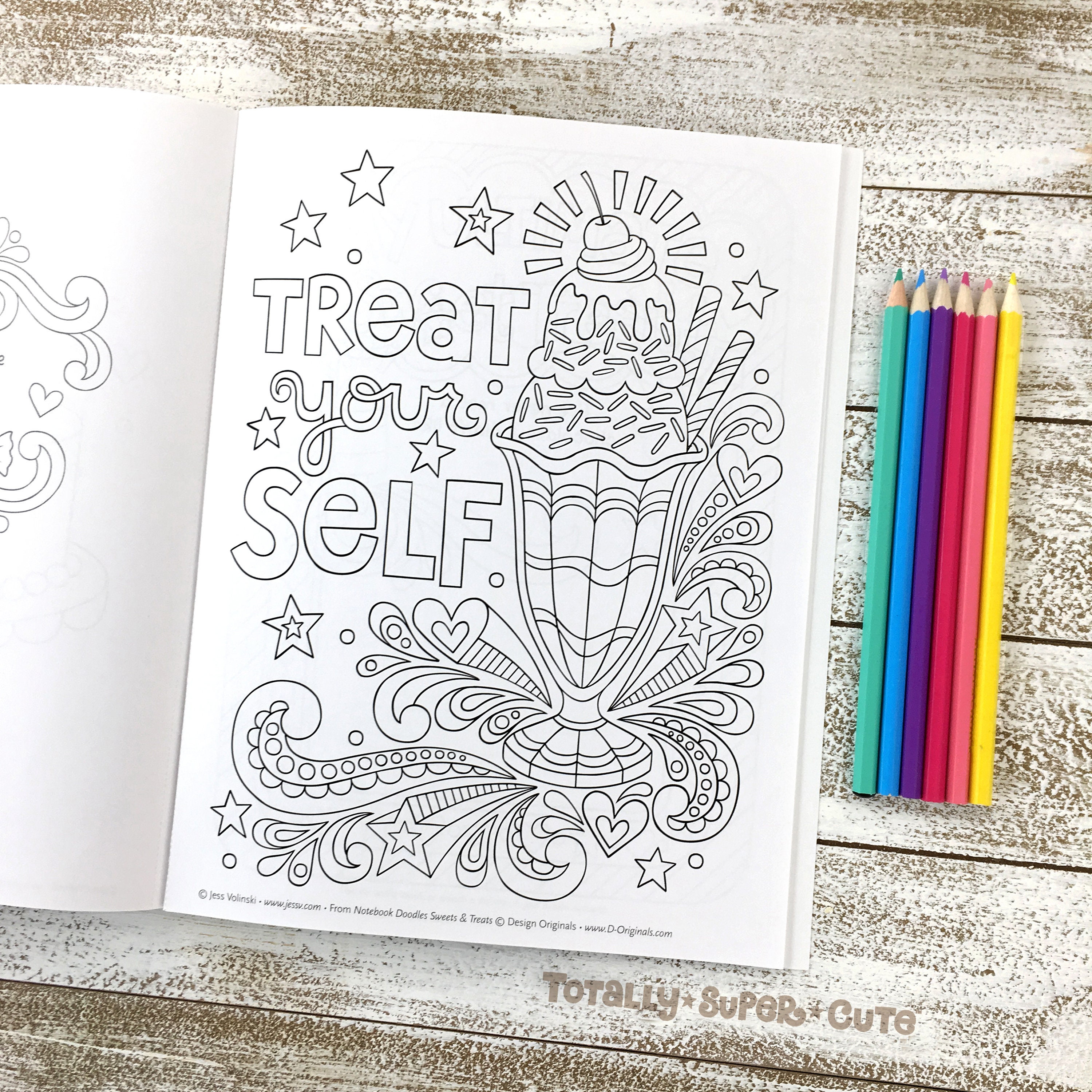 Sweets treats coloring activity book notebook doodles by jess volinski kids children tweens adults dessert birthday cupcake fun
