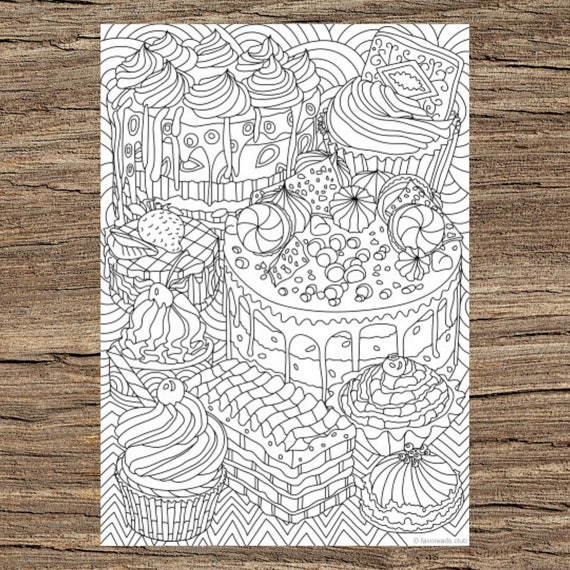 Sweet treats printable adult coloring page from favoreads