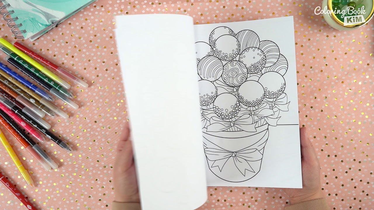 Sweet treats coloring book with sweet cookies cupcakes cakes chocolates fruit and ice cream