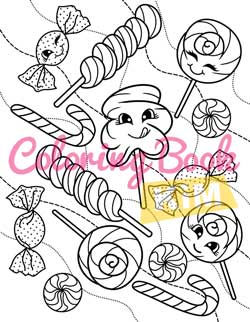 Kawaii sweet treats coloring book for kids with desserts and animals