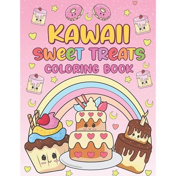Kawaii sweet treats coloring book fun cute dessert cupcake donut kawaii doodle easy coloring pages for toddler girls kids and adult women coloring maisy ward books