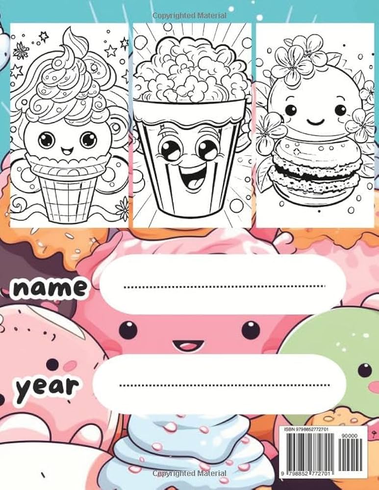 Kawaii sweet treats coloring book sweet coloring pages with cupcakes food ice cream cakes cookies cute desserts for kids and adults of coloring the art books