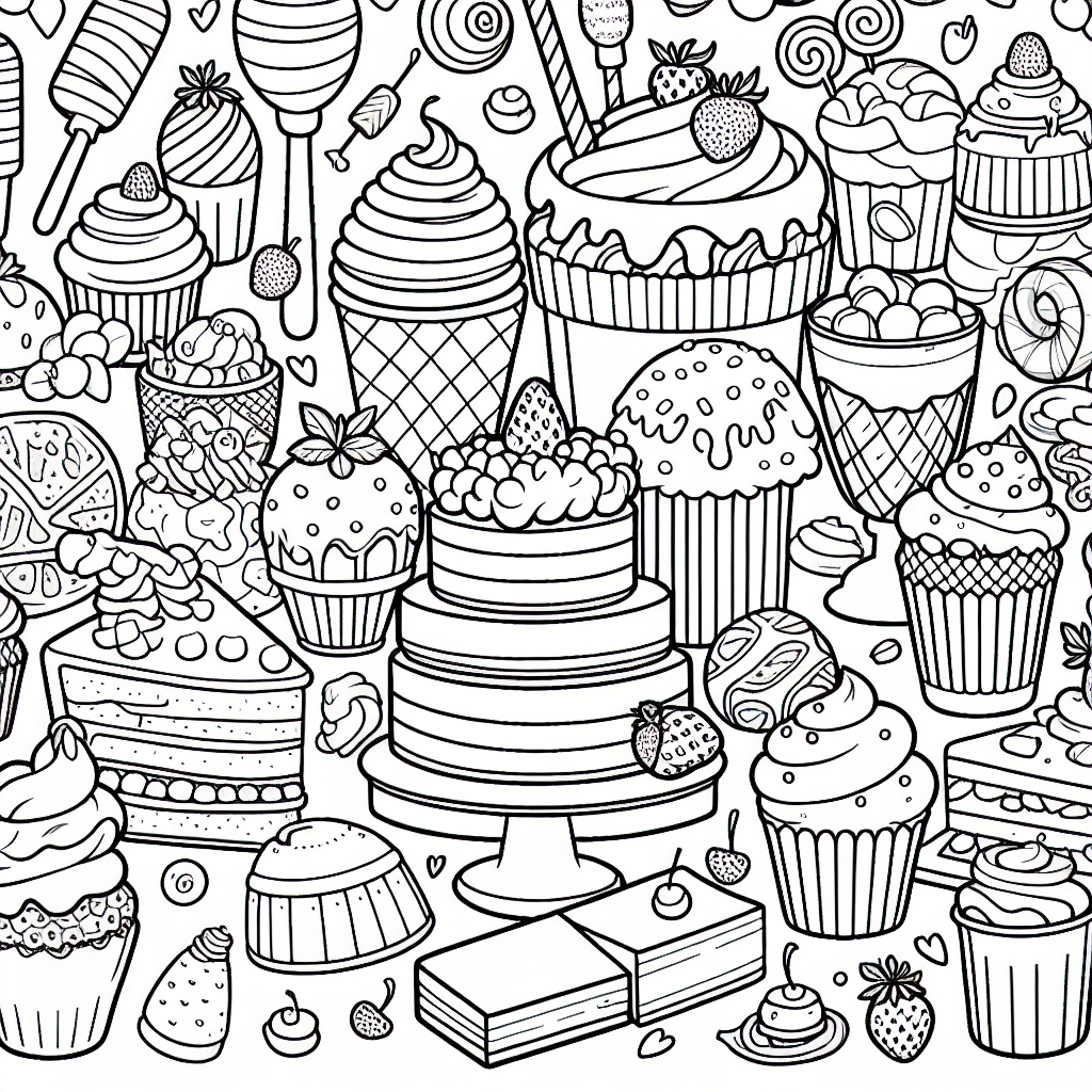 Cute dessert coloring pages