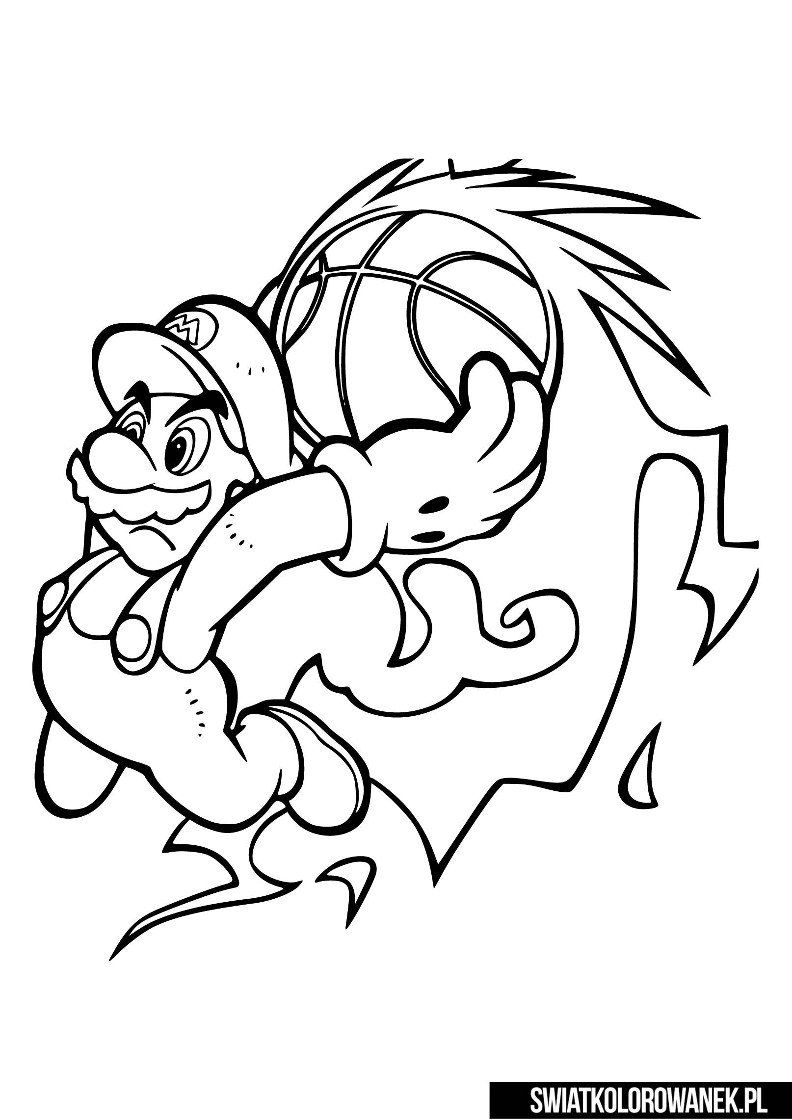 Basketball mario coloring page