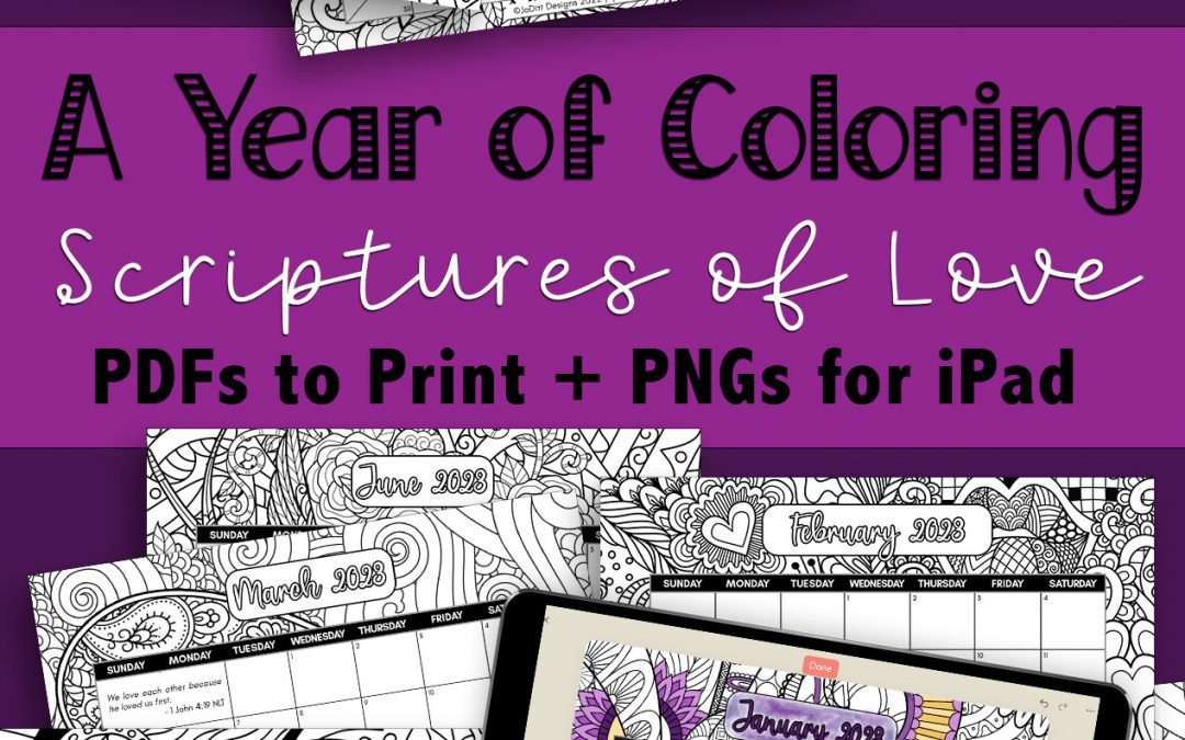 Printable coloring calendar with scriptures