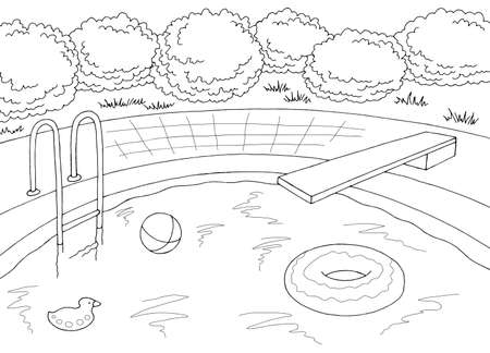 Swimming pool coloring page stock illustrations cliparts and royalty free swimming pool coloring page vectors