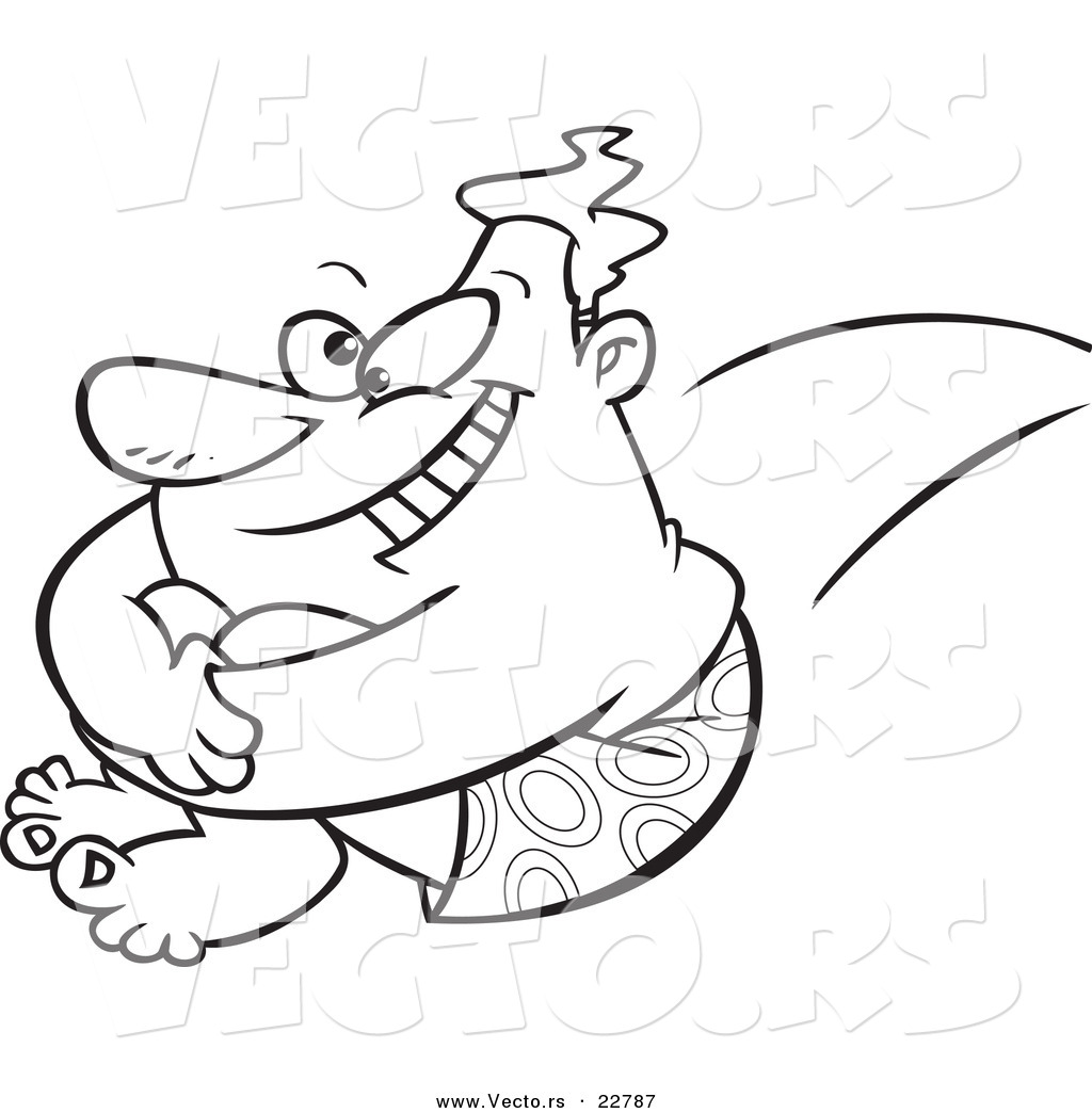 R of a cartoon big man jumping into a pool