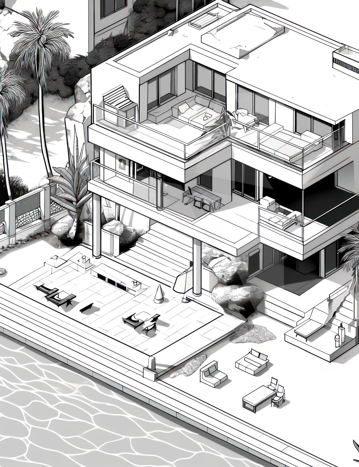 House coloring pages for adults and kids