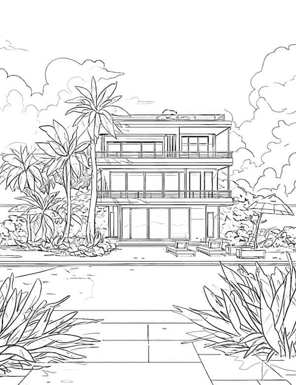 House coloring pages for adults and kids