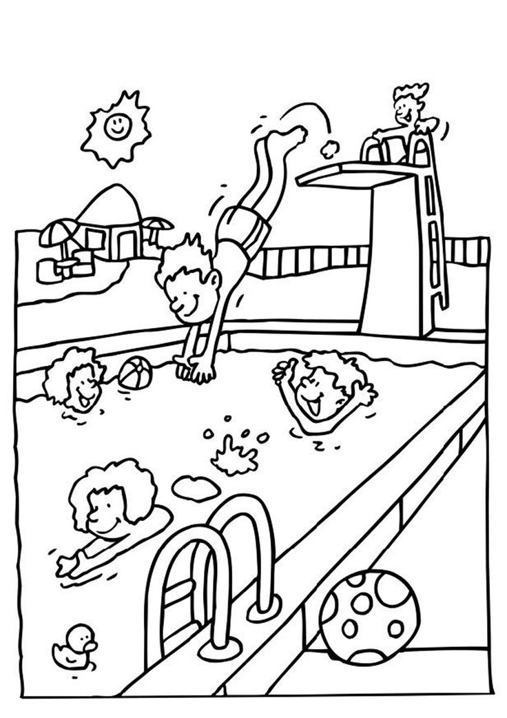 Swimming coloring pages