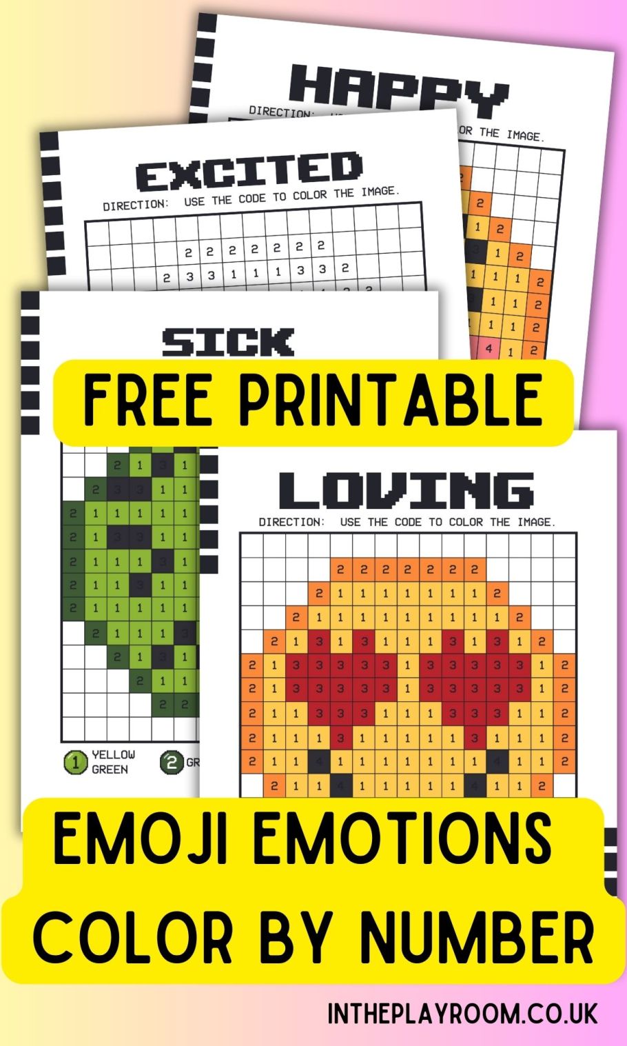 Feelings emotions loring pages pixel lor by number