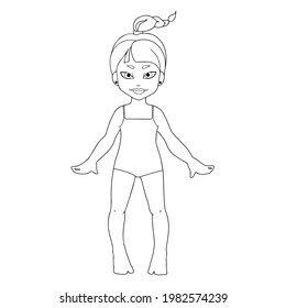 Little cute girl swimsuit coloring page stock vector royalty free