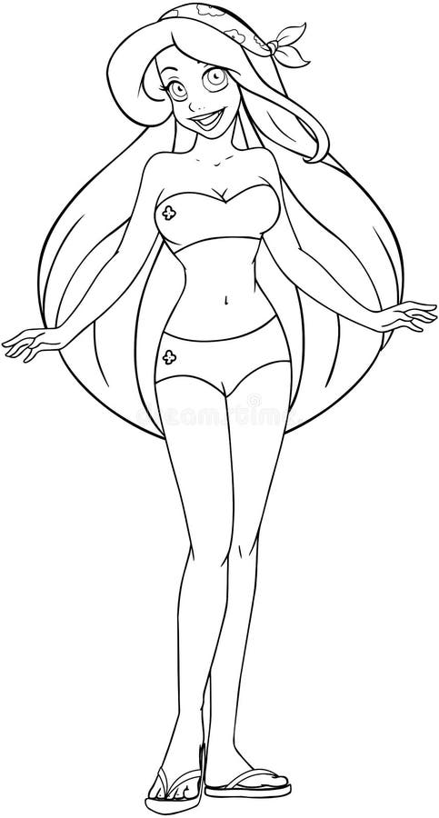 Girl swimsuit coloring page stock illustrations â girl swimsuit coloring page stock illustrations vectors clipart