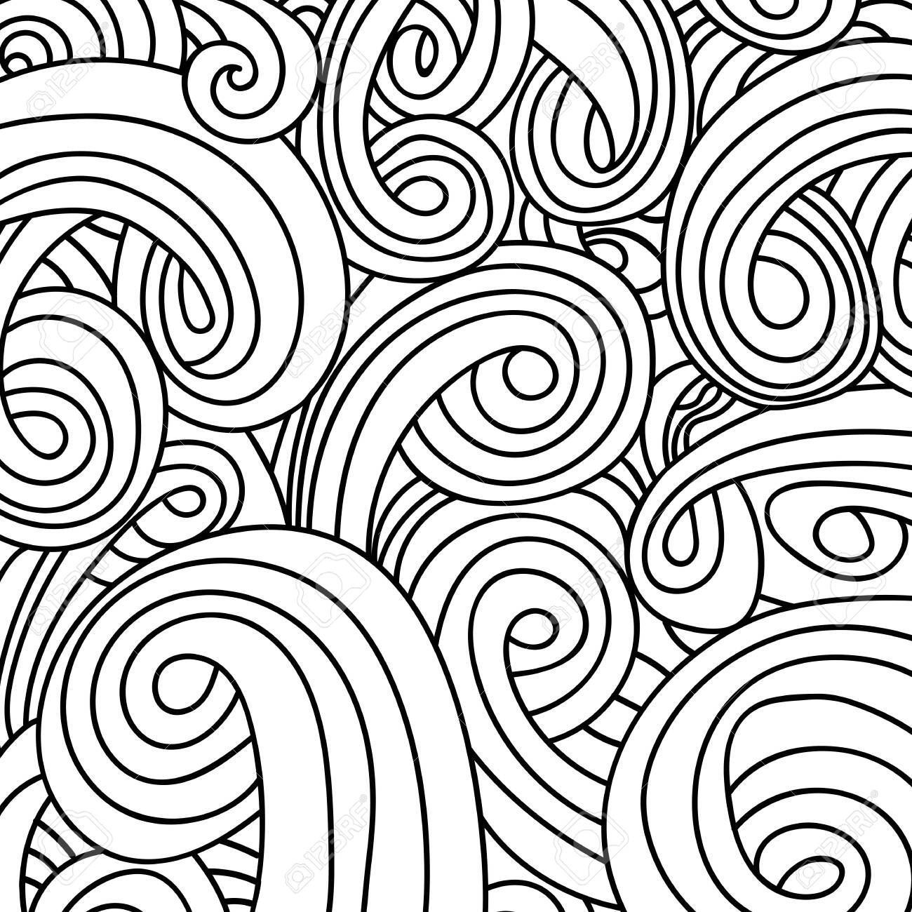 Zentangle sand swirl pattern background and coloring book coloring page or colouring picture hand drawn black picture abstract wave monochrome design monochrome texture