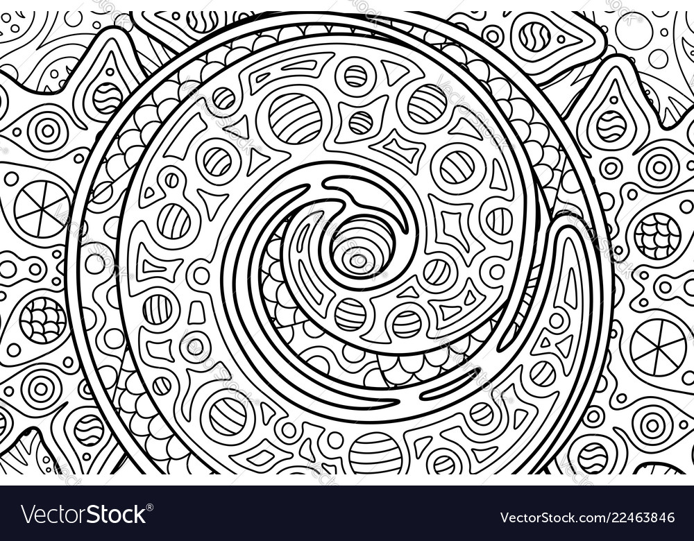 Rectangle cosmic coloring book page with spiral vector image