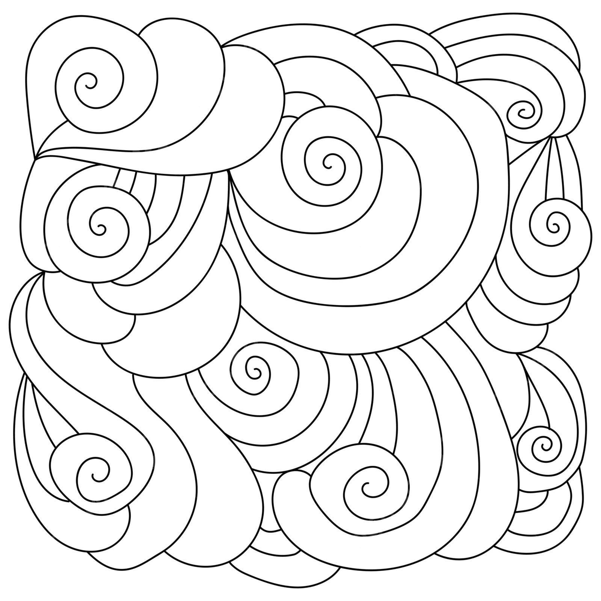 Meditative abstract coloring page with fantasy waves and intricate curls vector cat drawing wave drawing ring drawing png and vector with transparent background for free download