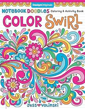 Notebook doodles color swirl coloring activity book design originals curly swirly designs beginner